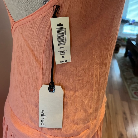 Wilfred Crinkle Ray Cockatoo Cross Back Flowy Tank Mini Dress Peach - Picture 4 of 4